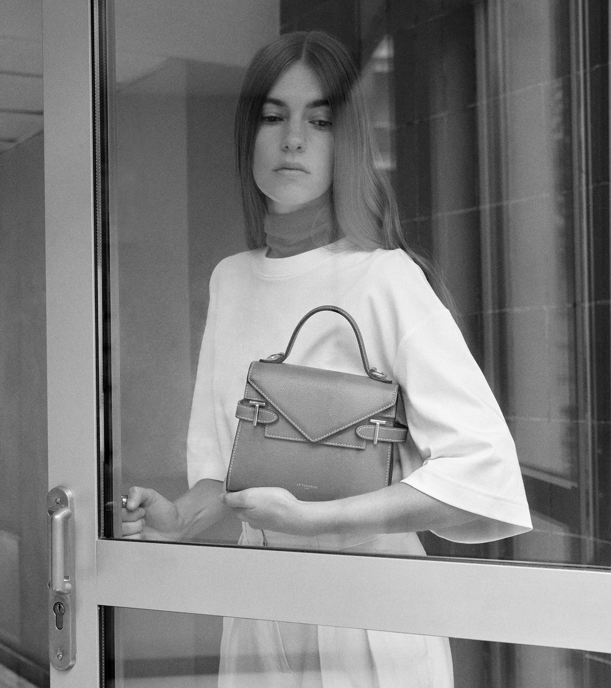 Petit sac à main double rabat Emilie en cuir grainé - Image 2
